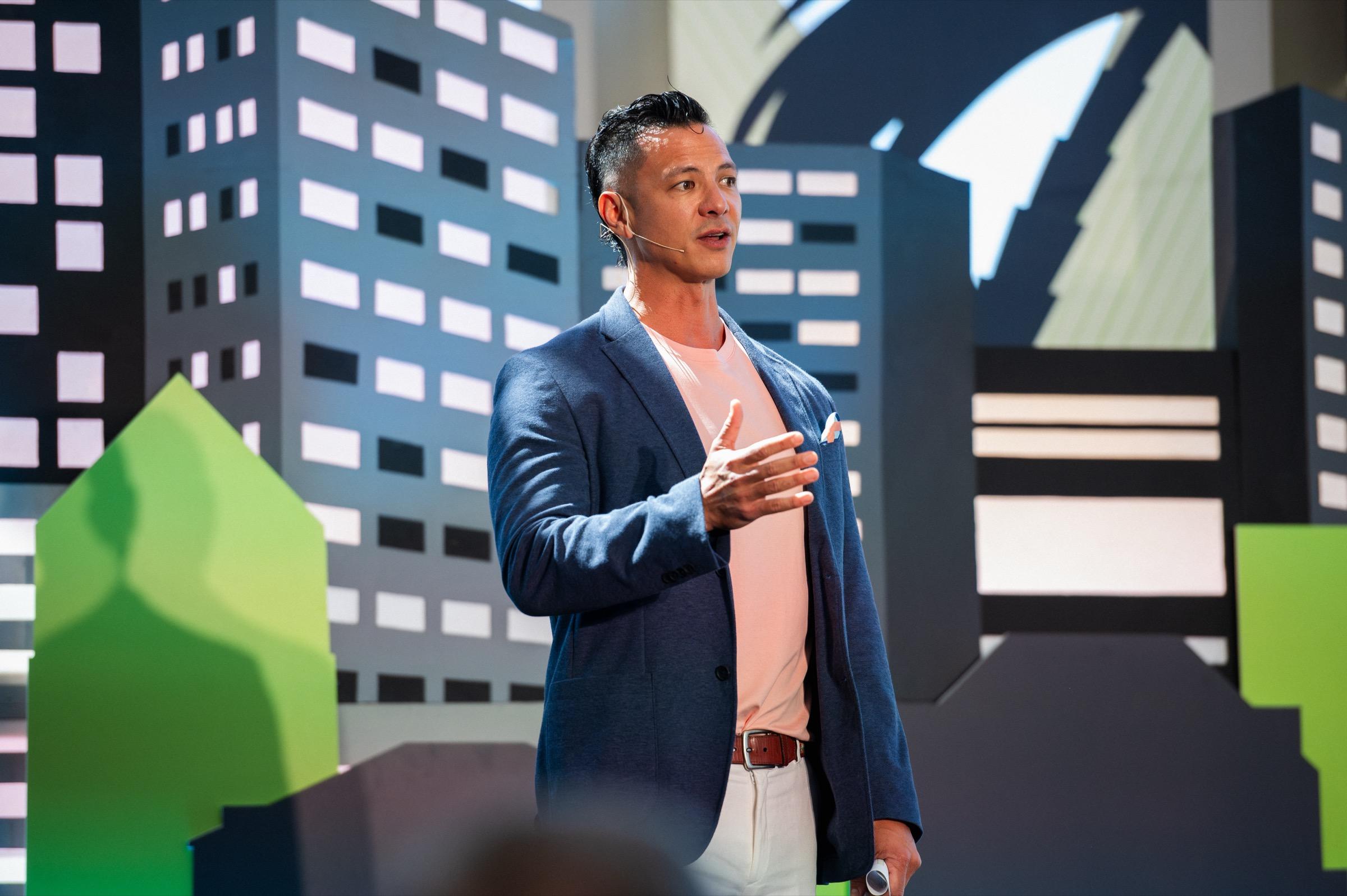 Matthew Chang delivering his TEDx Jacksonville talk